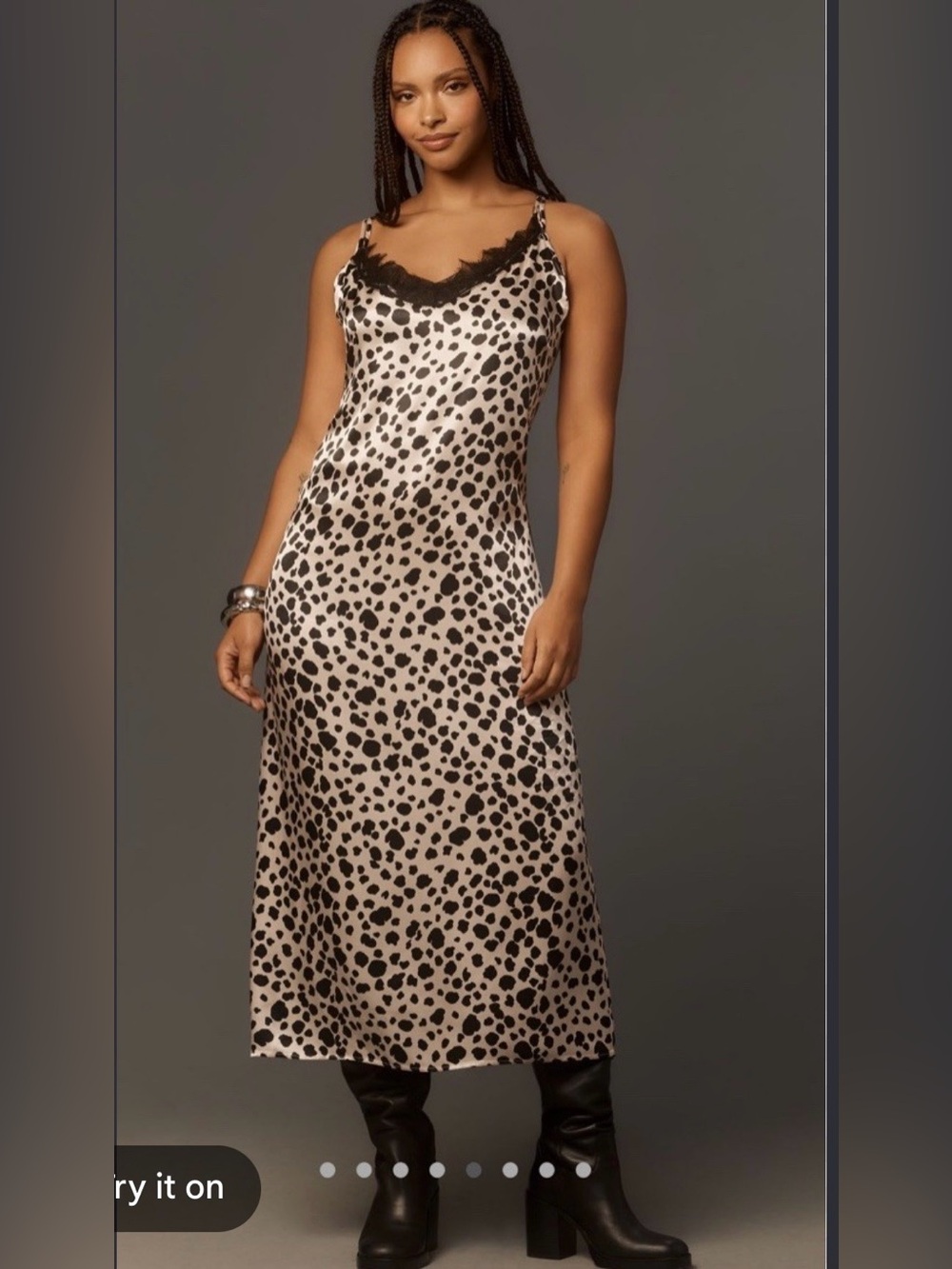 Anthropologie - V Neck Open Back Slip Animal Print Dress Size Medium